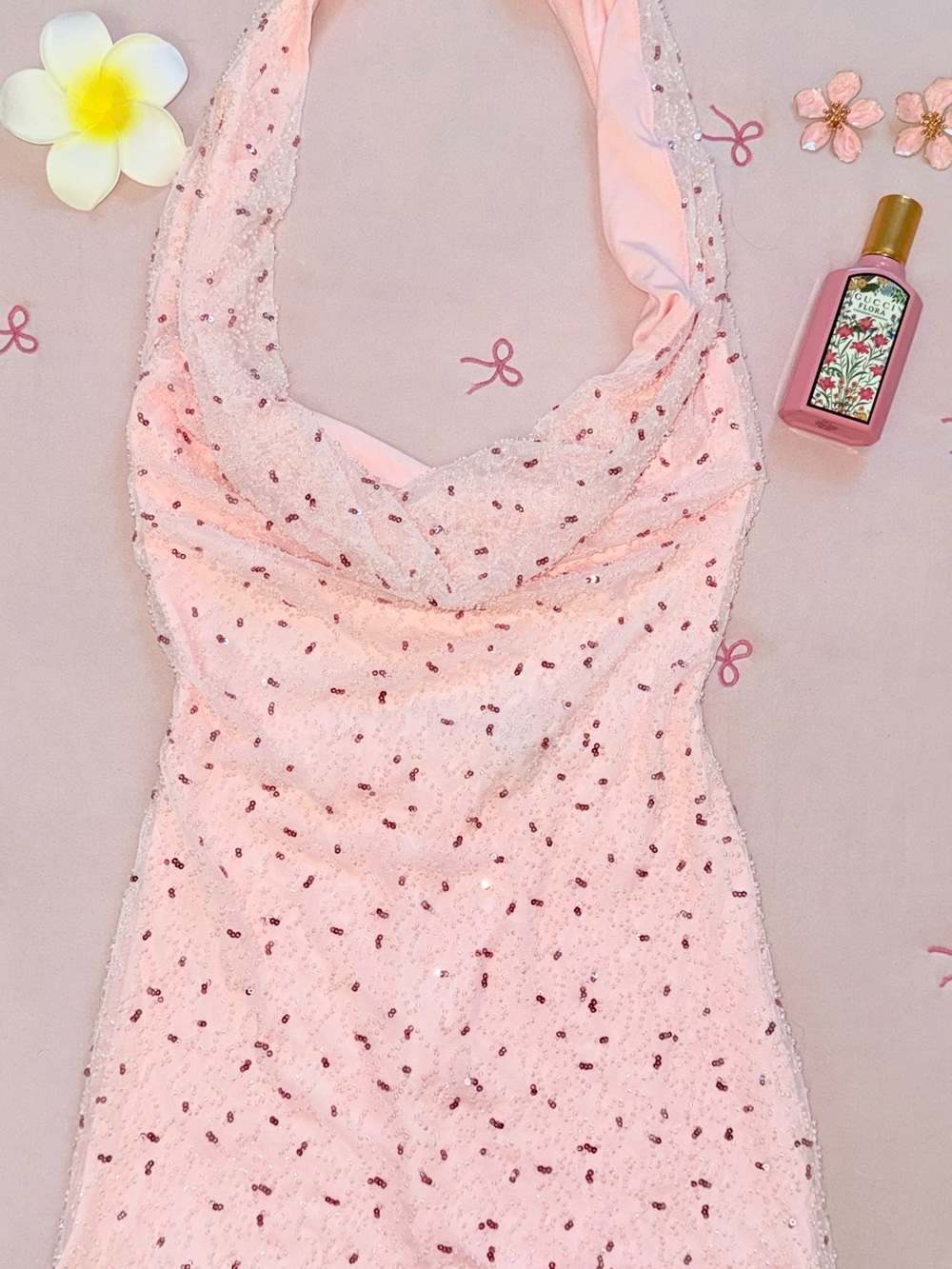 Windsor Pink Sequin Halter Chemise